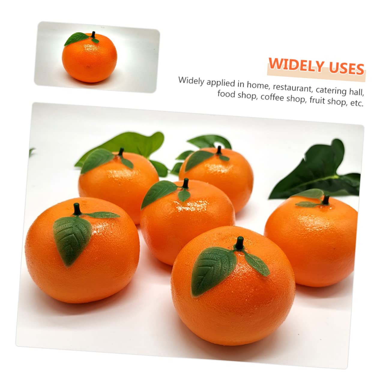 MAGICLULU 18pezzi Arance Finte Decorative Frutta Artificiale Realistica Per Fotografie Decorazioni Per Feste e Casa Con Foglie Verdi Design Vivace e Compatte