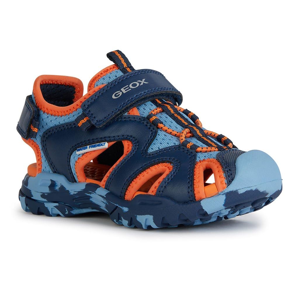 Geox Men's J Borealis Boy C Sandals, Lt Blue Orange, 37 EU