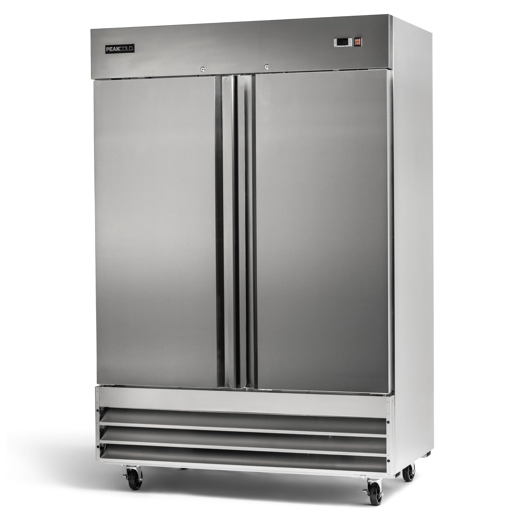 PeakCold 2 Door Commercial Stainless Steel Freezer