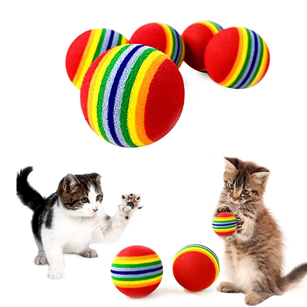 NeoStyle 10 Pcs Rainbow Ball Cat Toy，Interactive Indoor Kittens Favorite Toys,Pet Ball Toys for Cat Puppy Kitty Activity Play Training (10 Pcs Rainbow ball)