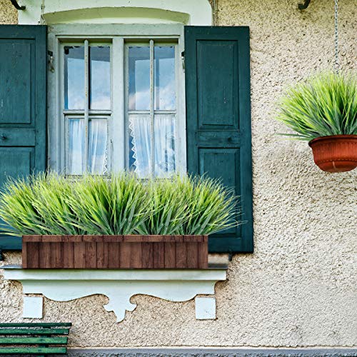 Zeostaro Artificial Grasses 12 Bundles Outdoor Uv Resistant Fake Grass No Fade Faux Plastic Plants Garden Window Box Decorating(Green Grass) #TOP2