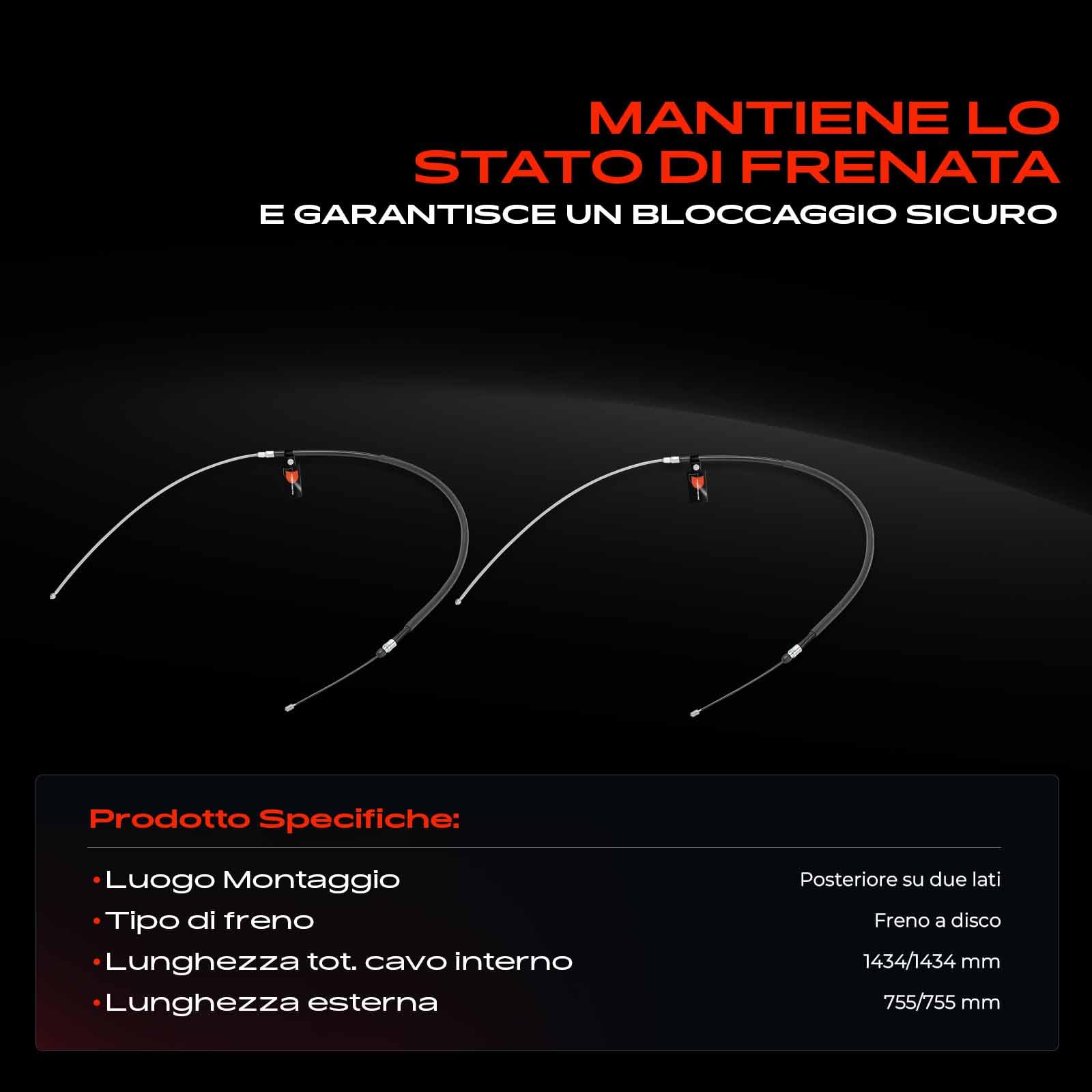 Frankberg 2x Cavi del Freno di Stazionamento Posteriore Cavo del Freno di Stazionamento Compatibile con Serie 1 E81 Serie 1 E87 Serie 1 Cabriolet E88 Serie 1 Coupé E82 34406760443