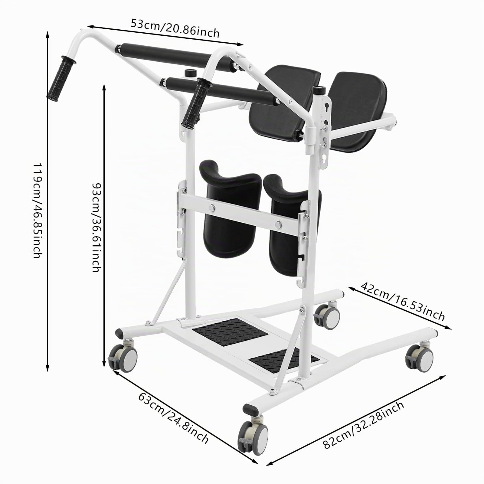 Silla elevadora de pacientes con acolchado ajustable para asiento y rodilla, soporte de elevación, capacidad de carga de 120 kg, ayuda para el hogar y el hospital
