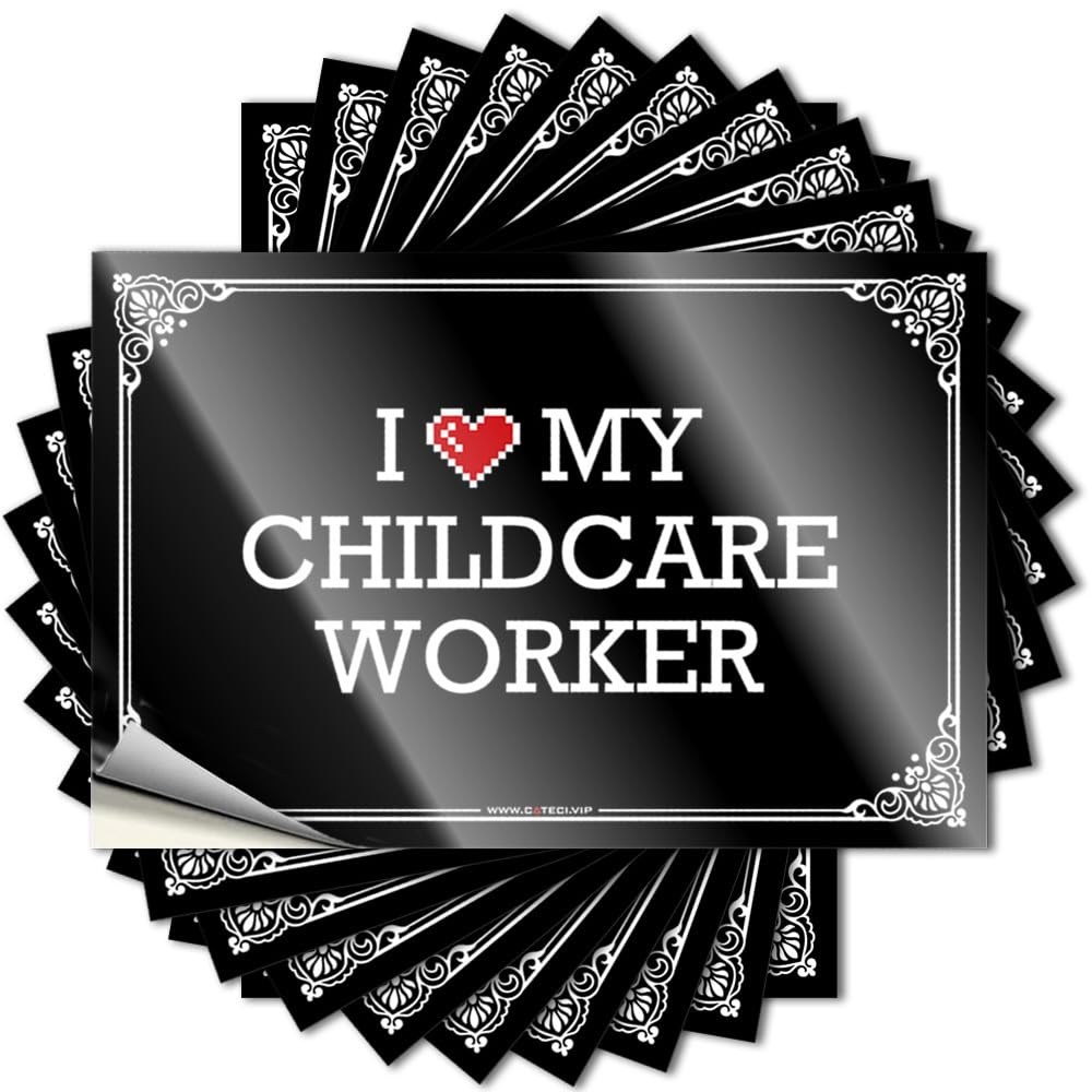 Outdoor Farmhouse Decor Water Bumper | I Love My Childcare Worker Inspirational Durable Vinyl Sticker Easy Apply for Military(6X9CM)