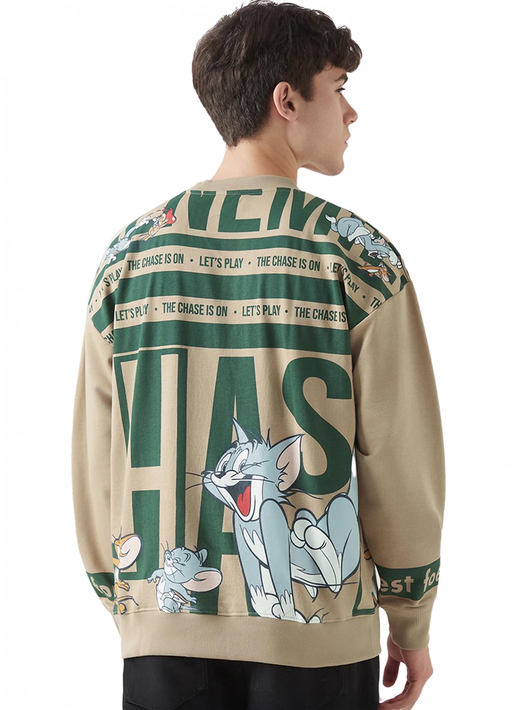 bewakoof X Tom & Jerry Men's Polycotton Oversized Fit Sweatshirt | Sweatshirt for Man Winter Wear-picture-40