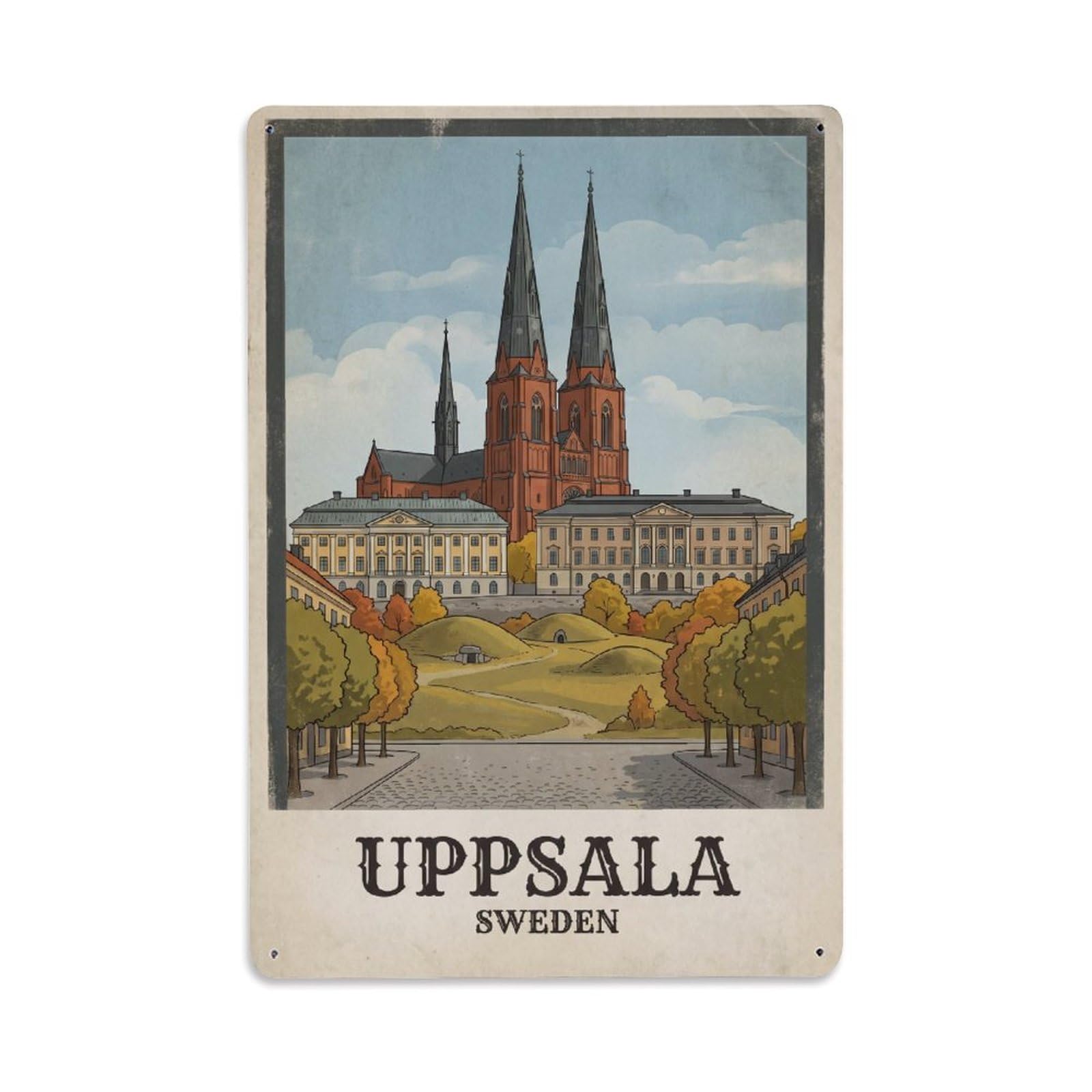 Retro Sweden Uppsala Travel Metal Tin Sign