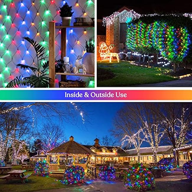 JMEXSUSS 320 LED Solar Net Lights Outdoor Waterproof, 9.8ft x 6.6ft Solar Bush Christmas Lights with Remote, Multicolor Solar Mesh Light for Outside Bush Tree Garden Decor
