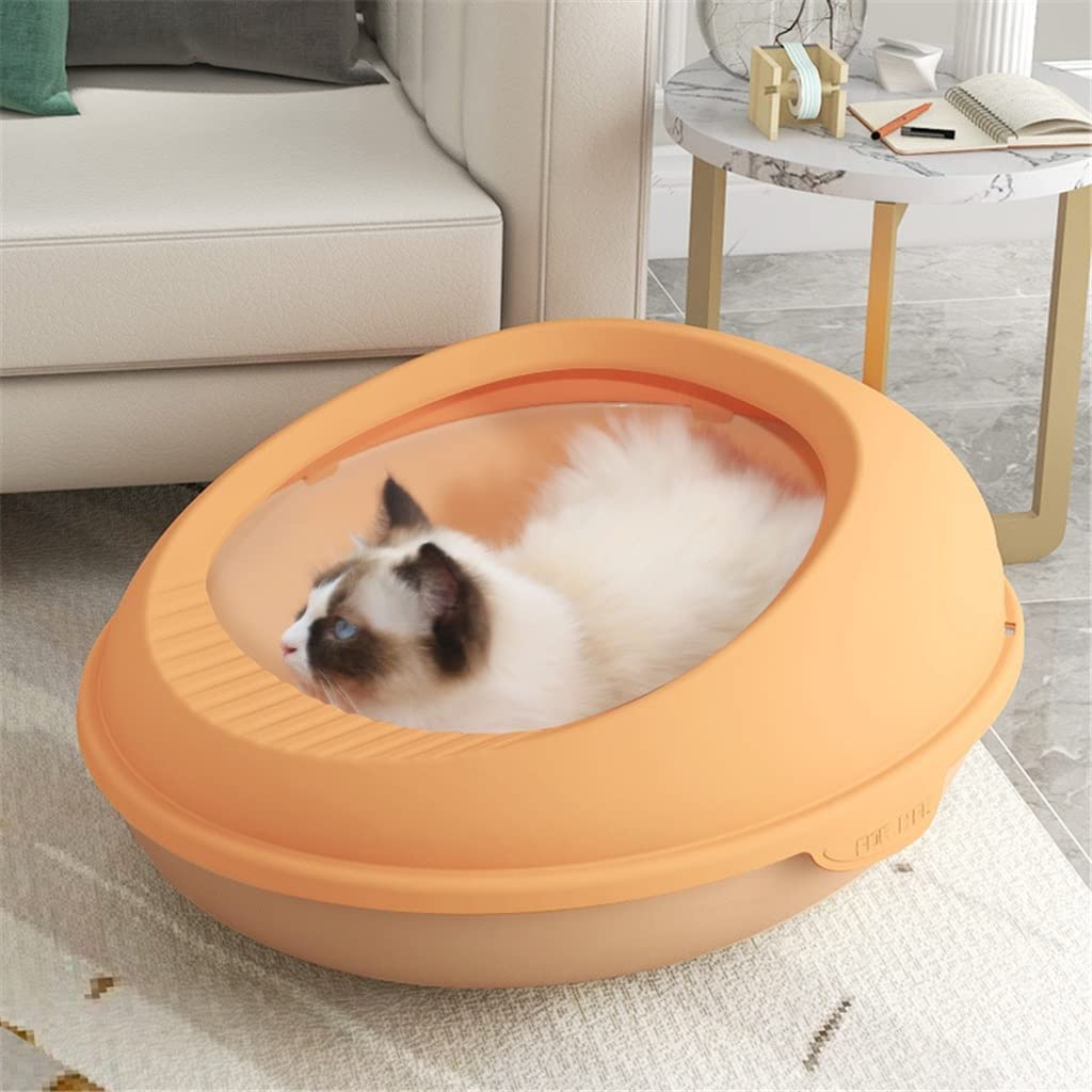 Lettiera per gatti, design semi chiuso con recinzione alta, a forma di uovo resistente, vassoi a prova di spruzzi, lettiera per gatti facile da pulire