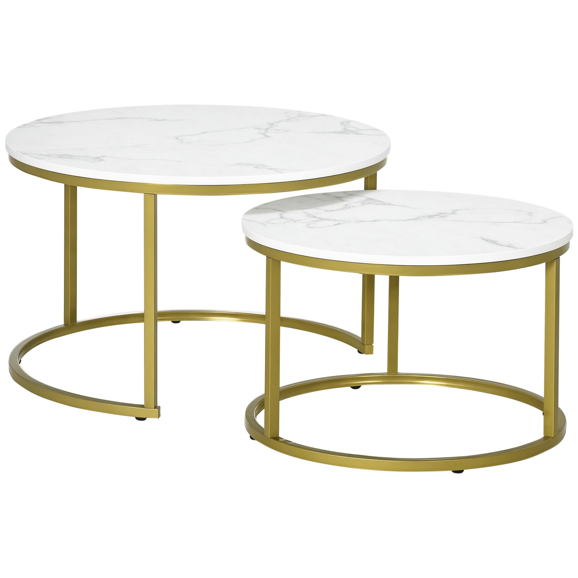 Produktbild von HOMCOM Couchtisch Rund 2er Set Beistelltisch Mit Ablage