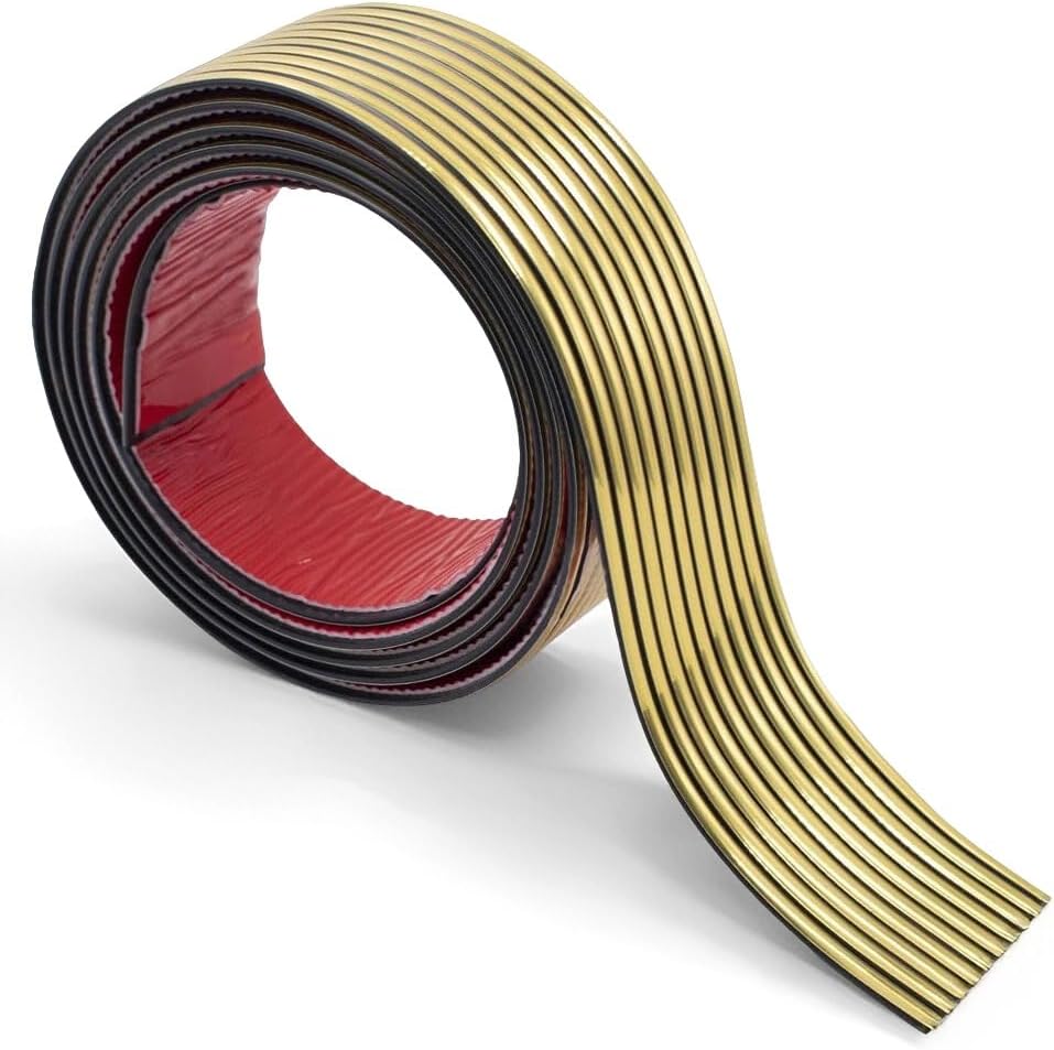 HASTHIP® 9.8ft x 1.96''Golden Strips for Wall, Molding for Wall Designs, Self Adhesive Modern Home Decorative Wall Moulding Panels-Golden