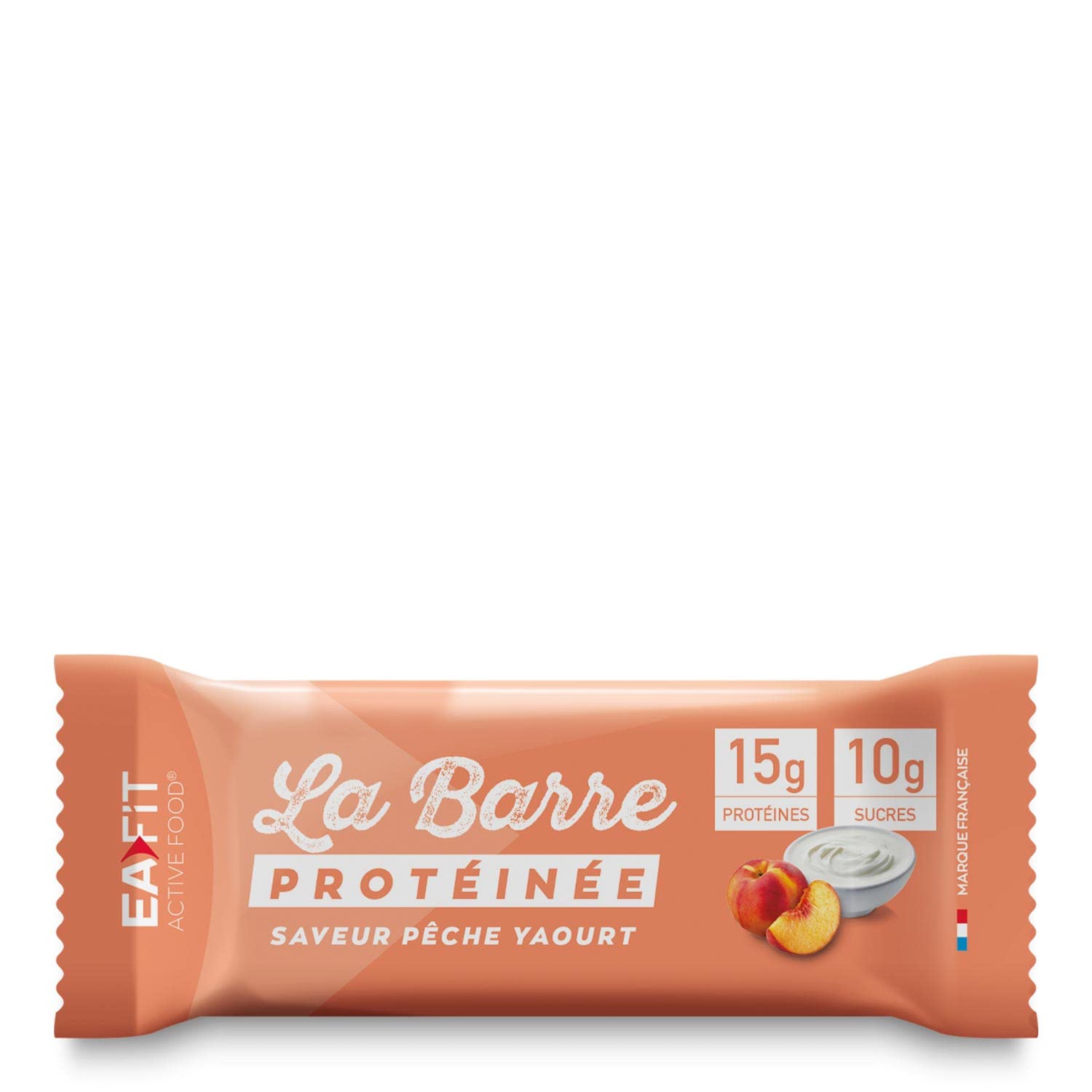 EAFIT La Barre Protéinée - Saveur Pêche Yaourt - Enrobée de chocolat au lait - 15g de protéines par barre - 5,​5g de MG - faible en sucre - 12 vit et minéraux - Certifiée Anti-​dopage