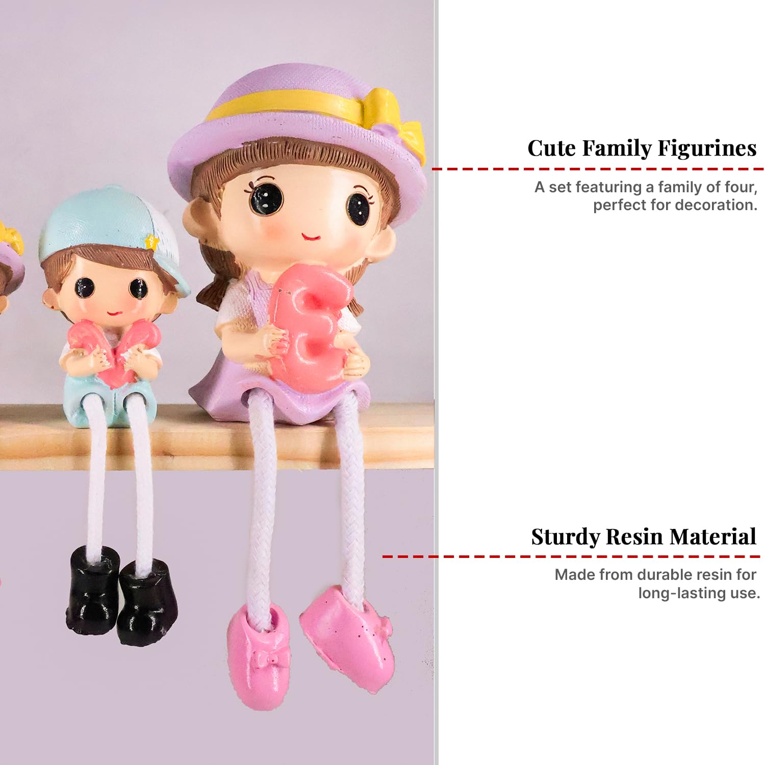 Adorable Family Figurines - Cute Couple & Kids Decor -5
