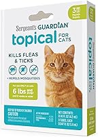Sergeant's Guardian Flea & Tick Squeeze-On Topical for Cats 6lbs+ - 3 Pack, Kills Fleas Ticks, Repels Mosquitoes Up to 4 Weeks