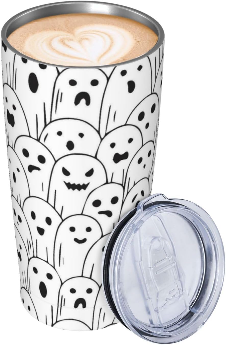 Halloween Ghost Tumbler with Lid and Straw Cute Boo 20oz Insulated Stainless Steel Cup Spooky Travel Coffee Mug Water Bottle for Women Gift for Birthday Christmas - Image 8
