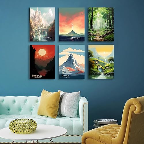 Miniatura 9 de Mordor - Póster vintage de película de viaje de la Tierra Media, kit de collage de carteles de paisaje de la Tierra Media, impresión en lienzo,