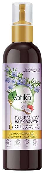 DABUR Vatika Rosemary Hair Growth Oil With Hibiscus & Coconut Oil – 100Ml | Stimulates Hair Growth And Thickness | Reduces Hair Fall | Co-Created With Dermatologist | No Mineral Oil |Animal Test Free