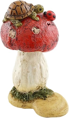 Top Collection Jardín de hadas en miniatura y terrario Mini tortuga en estatua de hongos, 2.5 x 2.5