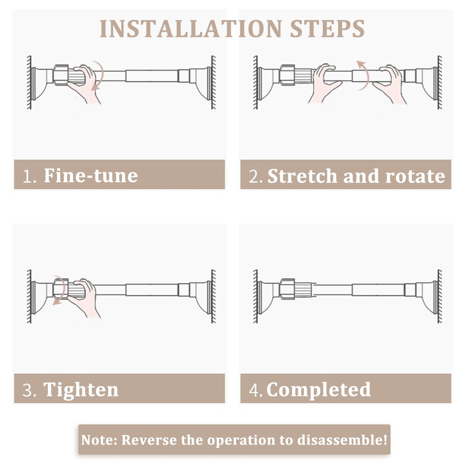 NoDrill Heavy Du ain Rods Teles tende oscuranti per finestre con supporto antiscivolo design facile da inserire per camera da letto e balcone (130250 cm)