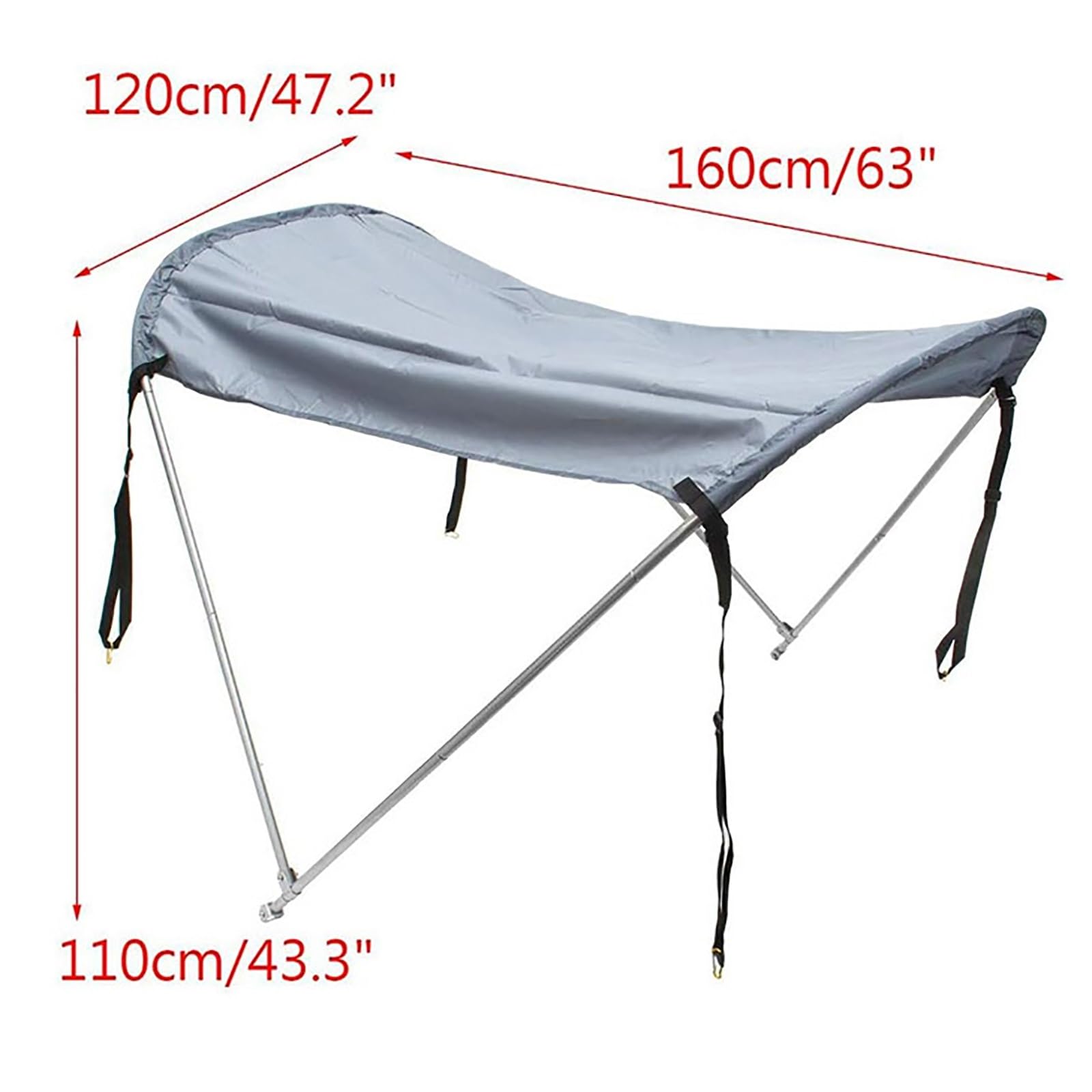 Tendalini Bimini per Barche, Copertura Barca con 2 Tendalini Parasole a Prua con Telaio in Alluminio, Dimensioni: 160 cm x 120 cm x 110 cm