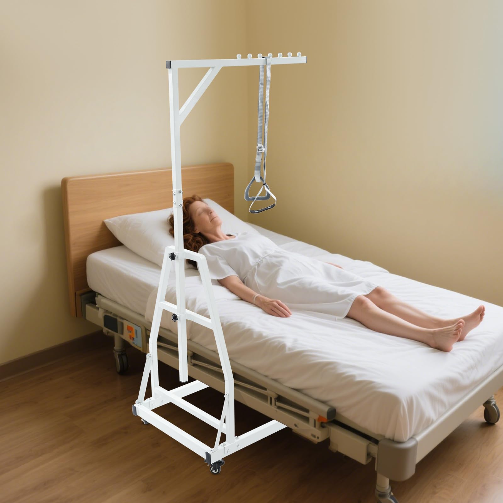 Elevador de cama independiente de acero ajustable en altura, multifuncional para ayudar a levantarse, ayuda para dominadas y tracción para ancianos y pacientes, soporta hasta 150 kg