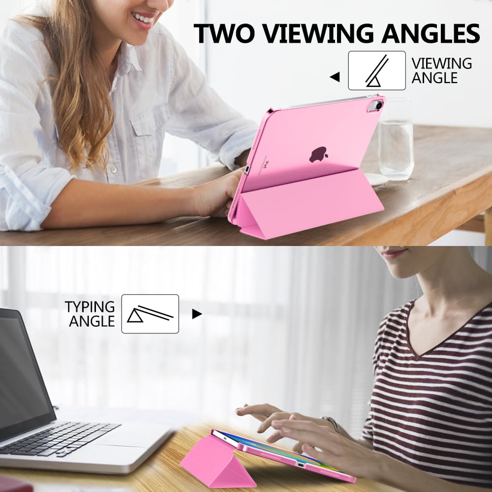MoKo Cover Custodia iPad (A16) 11a Generazione 2025 /iPad 10a Generazione 2022, Cover Custodia Protettiva per Supporto Ultrasottile con Copertura Posteriore Traslucida in PC Rigido, Colore Peonia