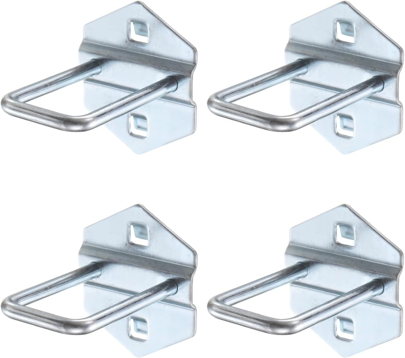 uxcell 4Pcs Metal Square Peg Board Hooks, 2.5" Heavy Duty Exhibition Display Hooks Square Hole Peg U Shape for 3/8" Spaced Pegboards, Retail Shelf Rack Hook, Silver