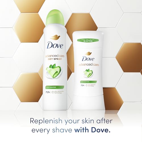 Image of Dove Advanced Care Anti Deo Stick Cool Essentials Pack of 12 for helping your skin barrier repair after shaving 72 h odor control and all-day sweat protection with Pro Ceramide Technology 2.6 oz
