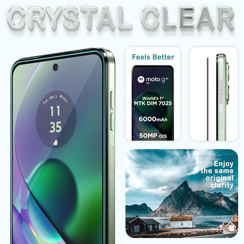 Image of Edge To Edge Screen Protector Tempered Glass For Moto G64 5G / Motorola G64 5G / Moto G54 5G With Easy Installation Kit