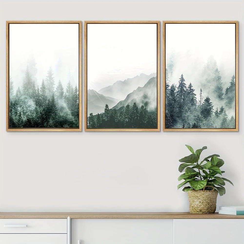 WUHBCZ Canvas Paints-Abstract Misty Forest Trees Poster Mountain Landscape Canvas Painting Modern Wall Art Nordic Picture Living Room Bedroom Home Decor-60 * 80cm/3PCS (No Frame)