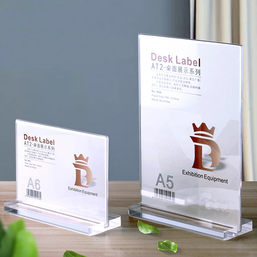 Kurtzy A5 Bord Houder  12 Pak  – L16 X H24,5 Cm – Helder Plastic Dubbelzijdige Verticale Tafel Display Houders Restaurant Menu Kaart Fotolijst Advertentie Poster Standaard