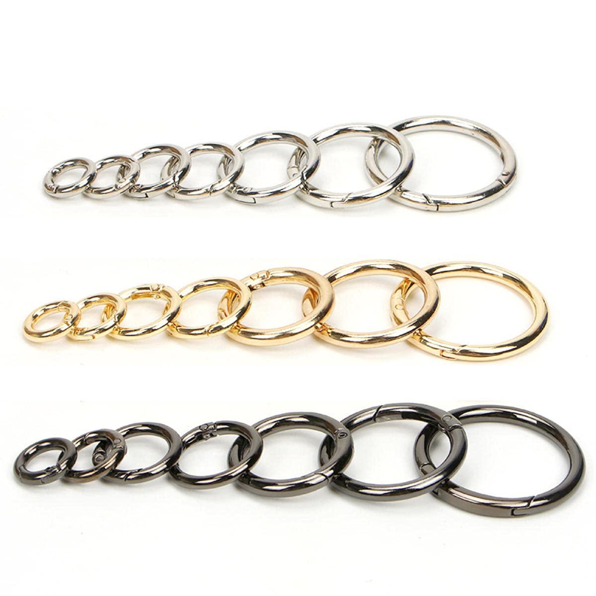 5–30 Stück O-Ring-Schnallen, Clips, Zinklegierung, plattiert, Torfeder-Karabiner, Geldbörsen, Handtaschen, runde Karabinerhaken