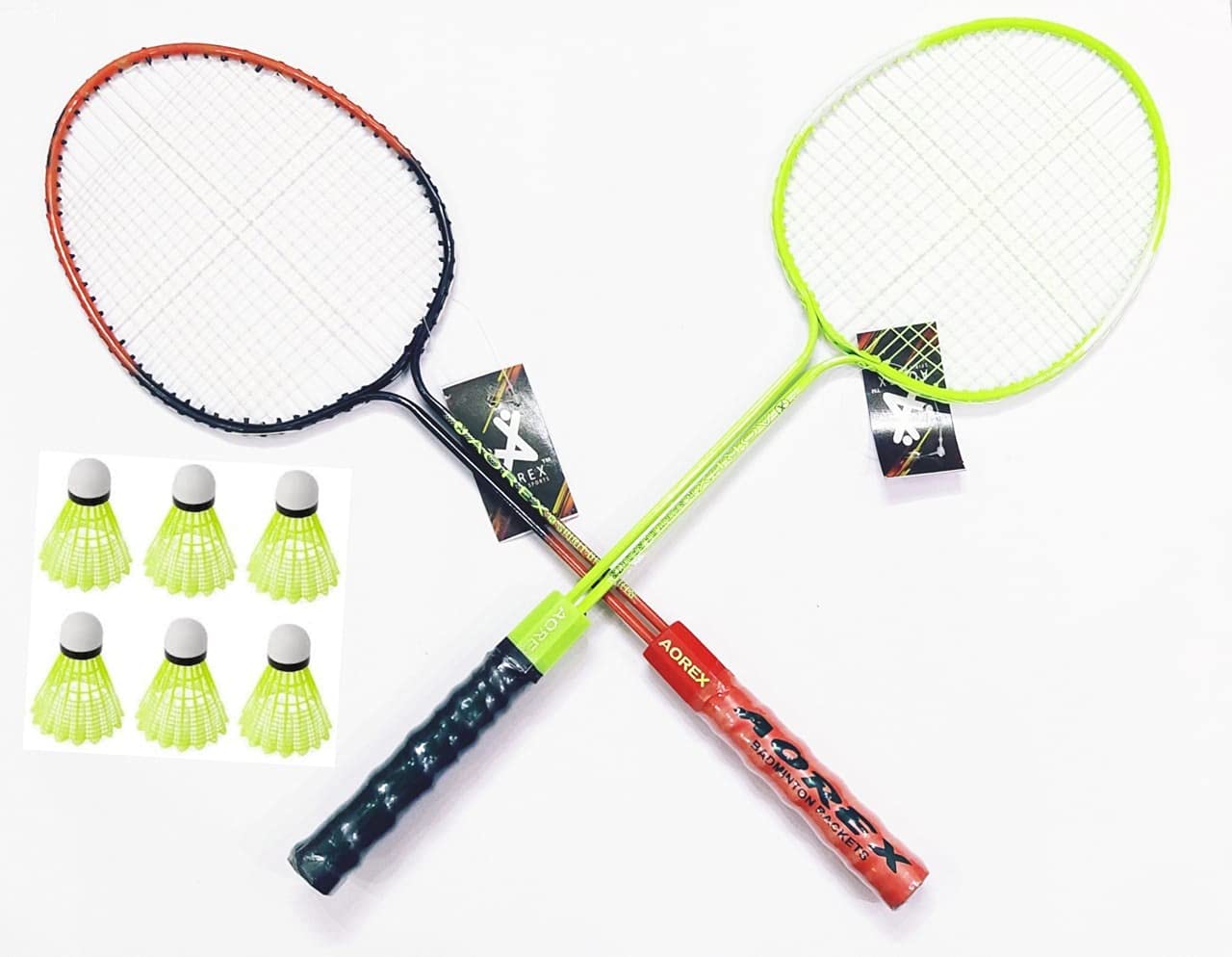 VINOX Badminton-Racket, Set of with Feather Shuttles, 6 Pieces Combo. (Green-red) (B09HQ4ZS9V) Amazon Price History, Amazon Price Tracker