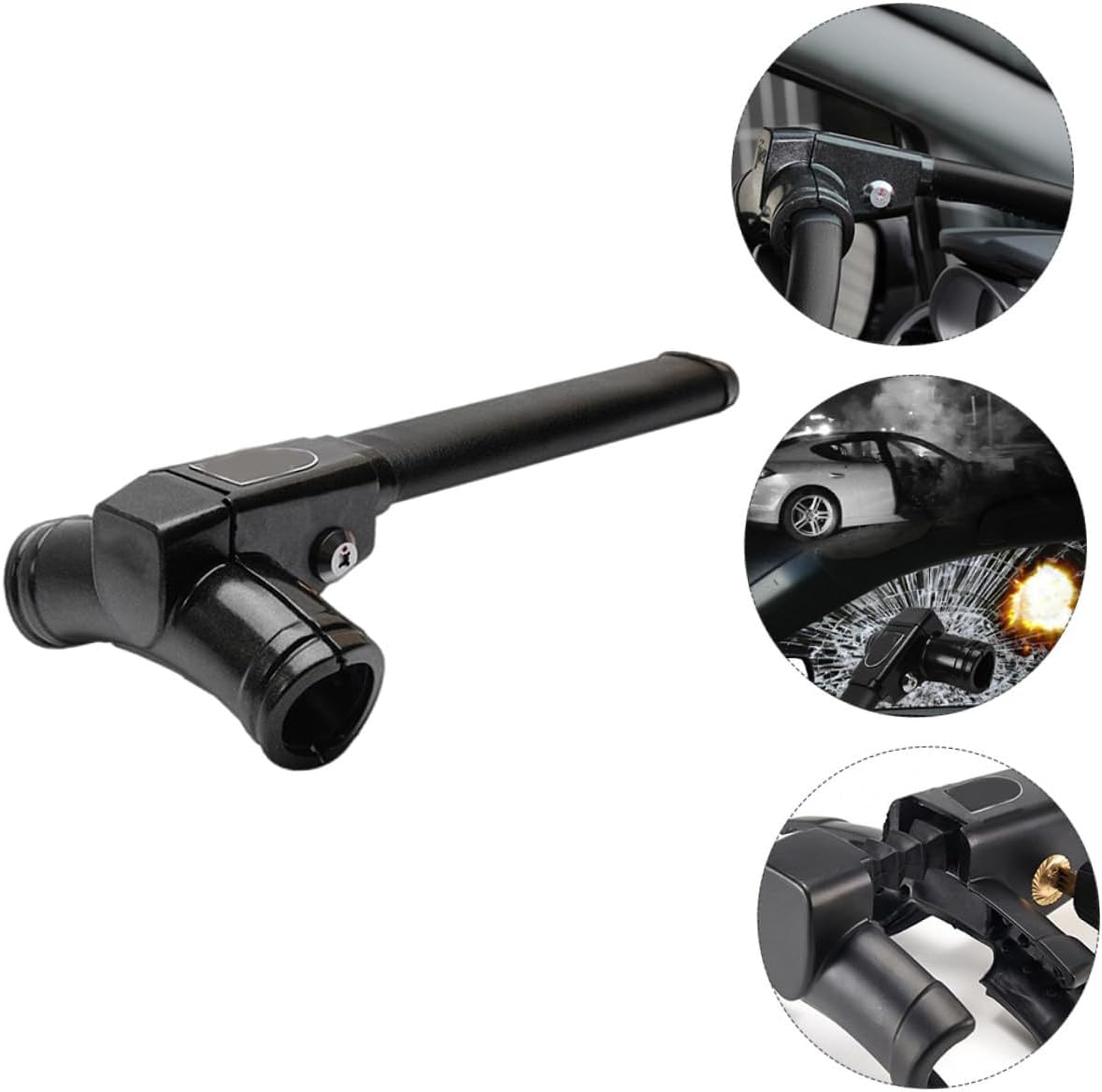 T-Type Car Steering Wheel Lock Anti-Theft Lock for Cars and Minivans Black Theft-Proof Automobile Security Device with Rocket Cylinder