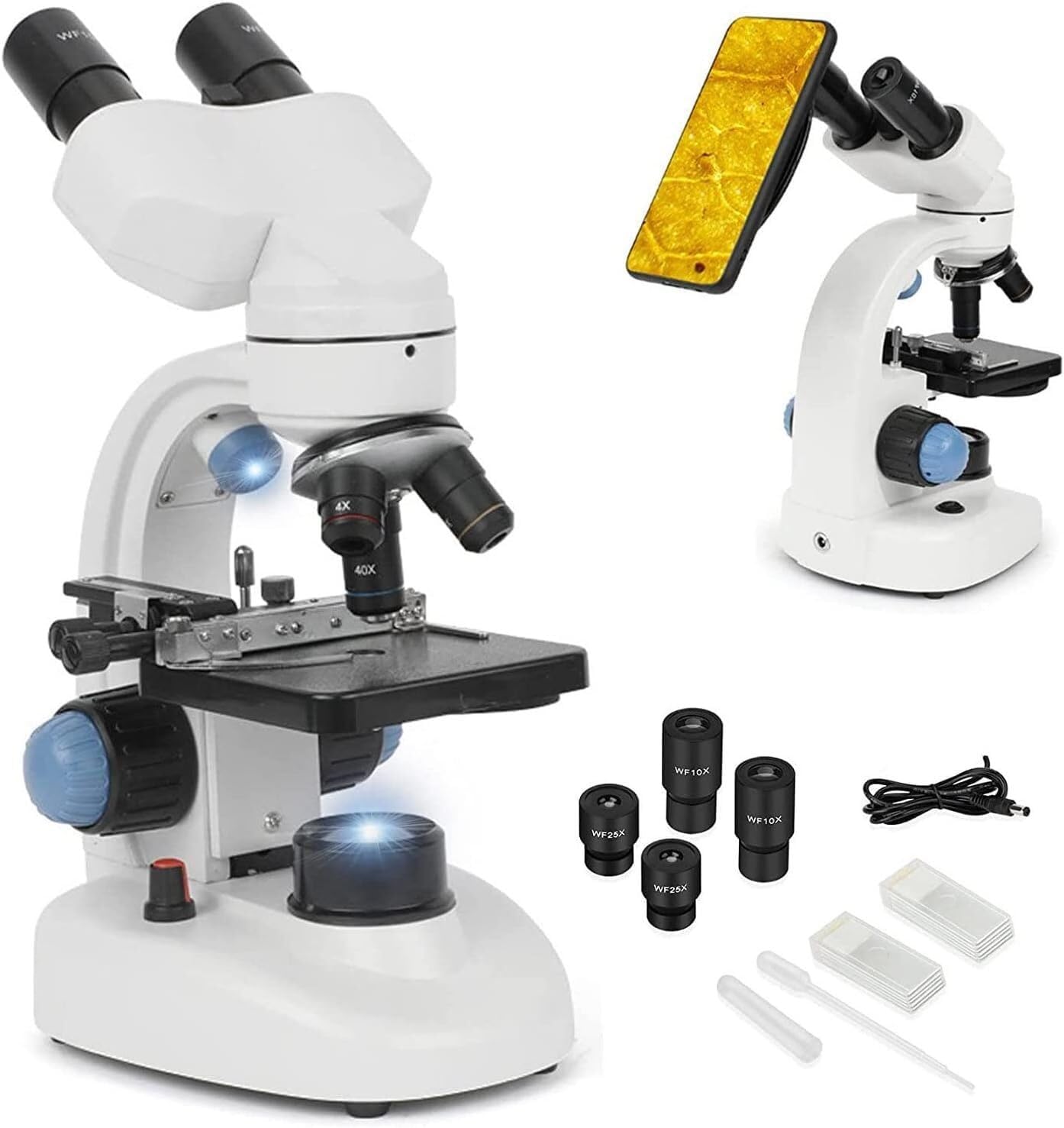 Microscope binoculaire platine mécanique double couche exploration éducative sciences
