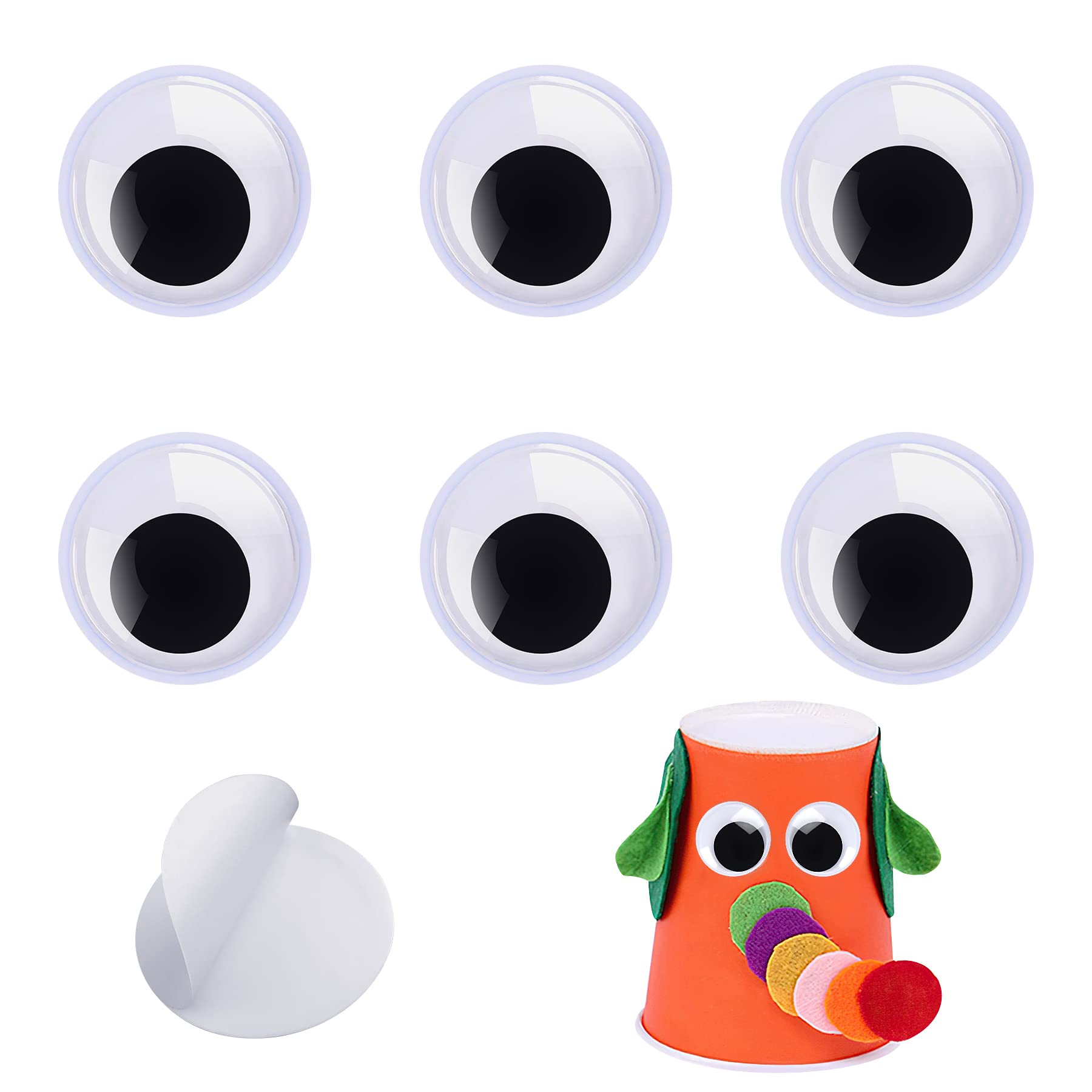 6 Pieces 0.6 Inch Googly Eyes, PETKNOWS Wiggle Eyes Self Adhesive Googlie Craft