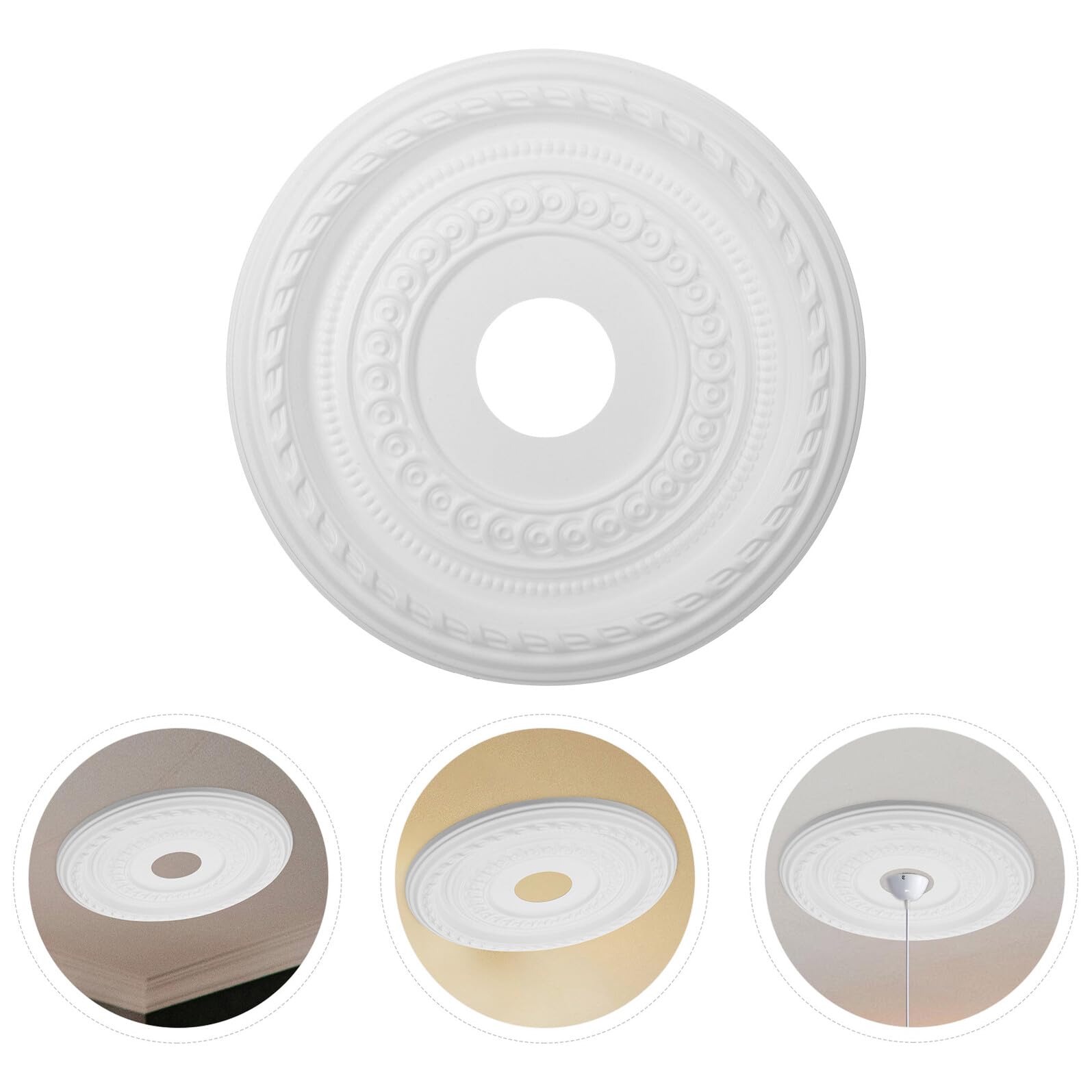 STOBAZA Medaglione da Soffitto Bianco in PU, Decorazione Raffinata per Lampadari e Plafoniere, Facile da Installare, per Casa e Ambienti Commerciali