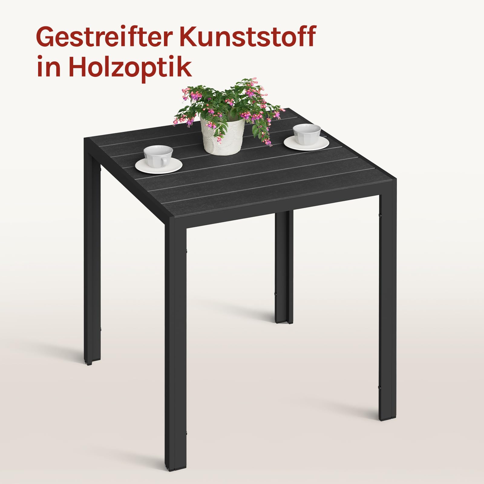 WOLTU Gartentisch, Balkontisch Aluminium WPC, Eckig, 70x74x70 cm