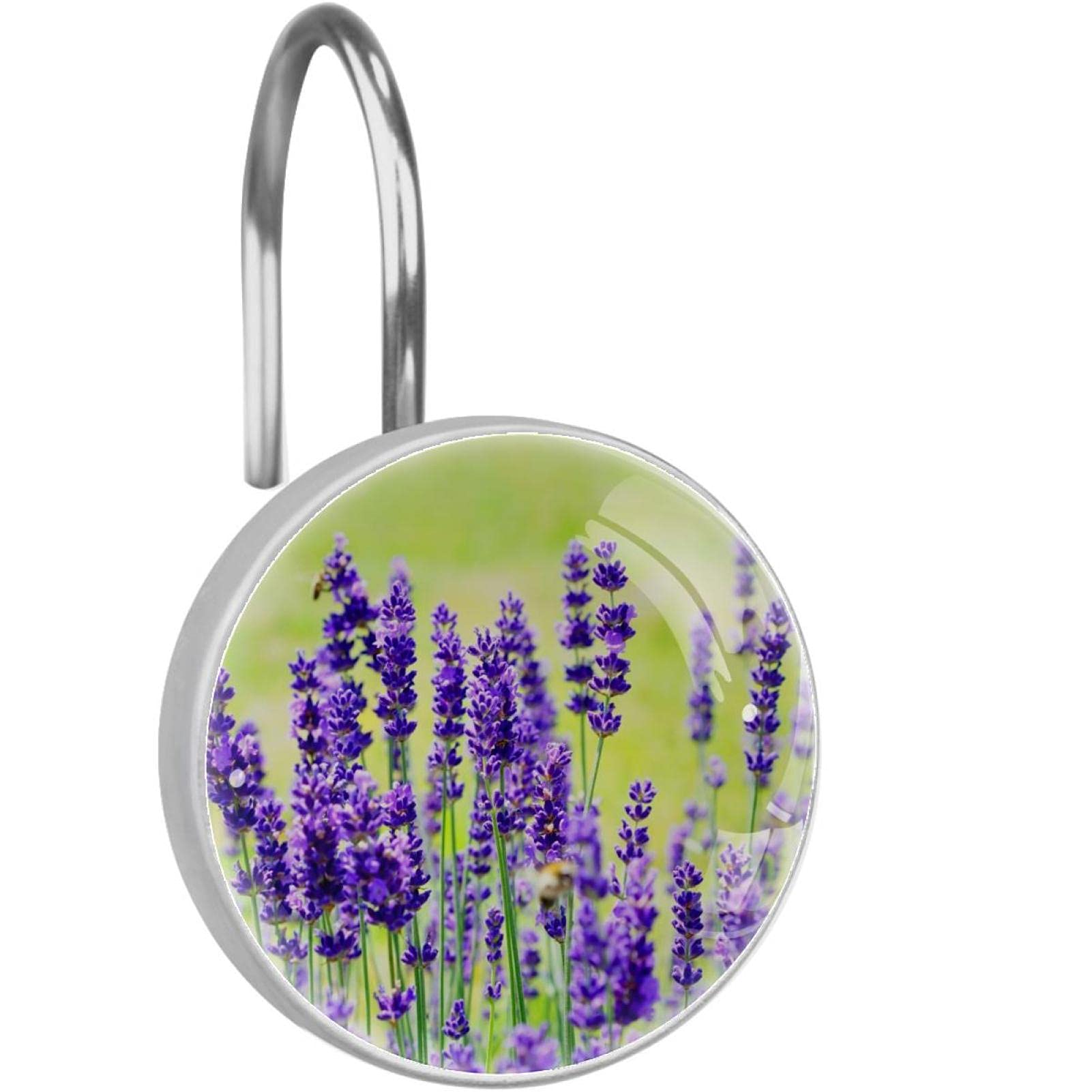 Crochets pour rideau de douche lavande violette et anneaux de douche antirouille