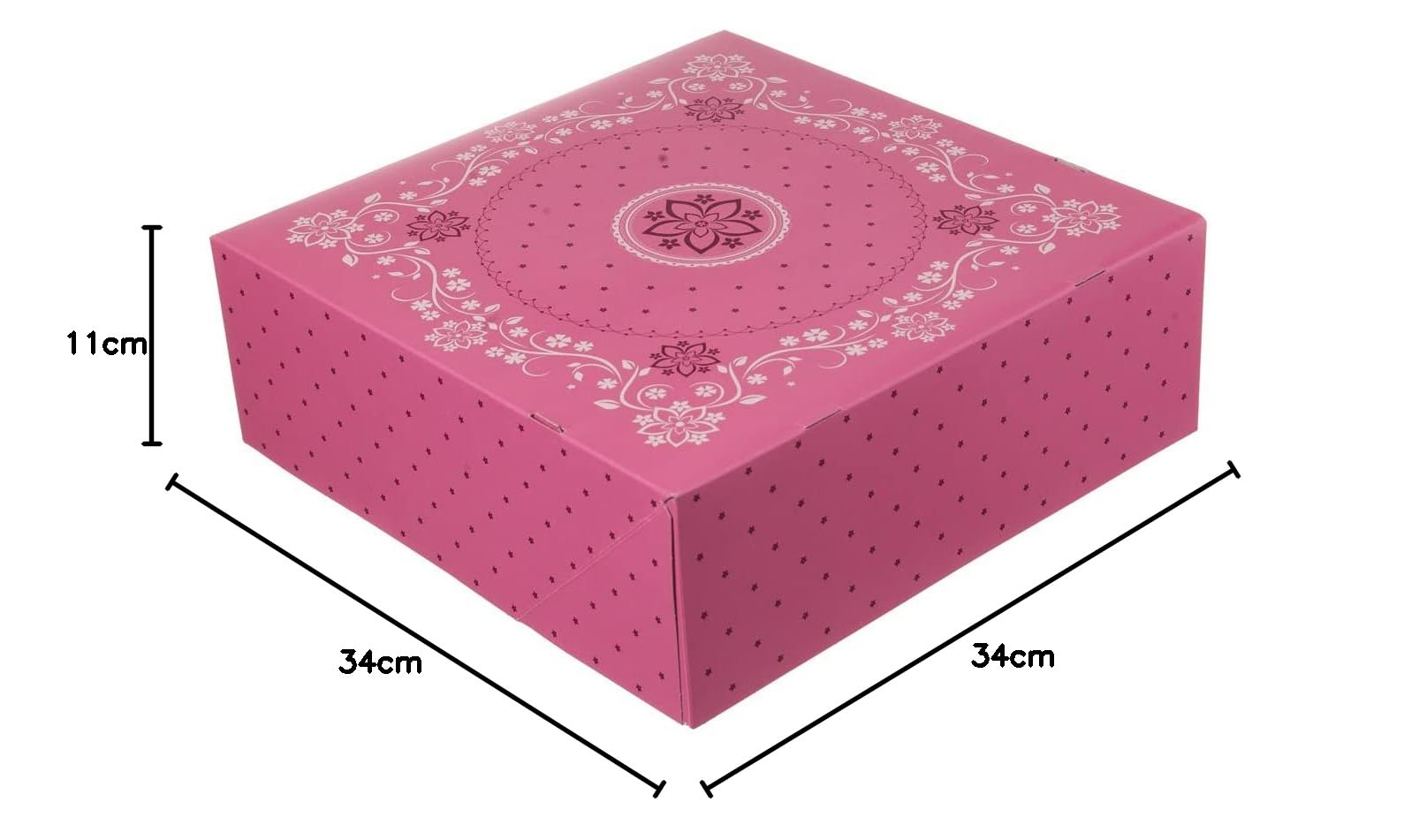 Pro DP 50 Tortenkartons Kuchenschachteln Cakebox einteilig, Pappe eckig 34x34x11cm pink