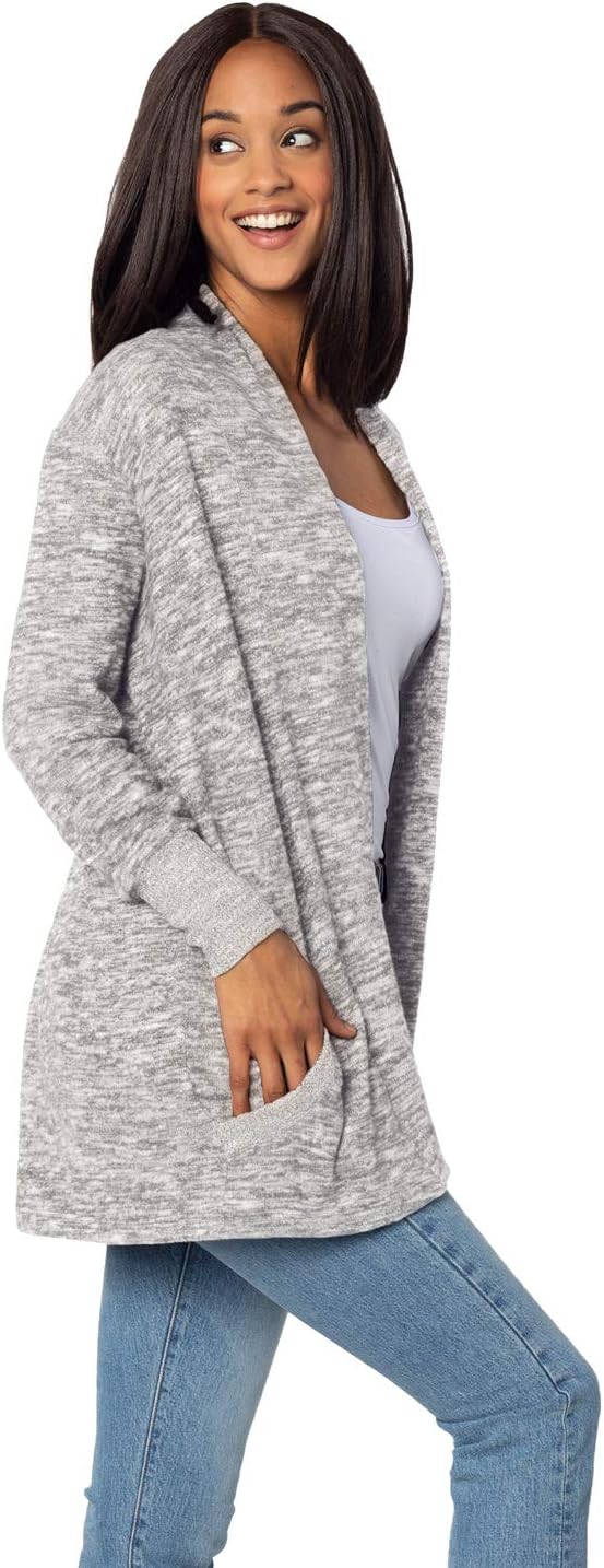 chicka-d Women's Cozy Fleece Cardigan Heather Grey - Image 2