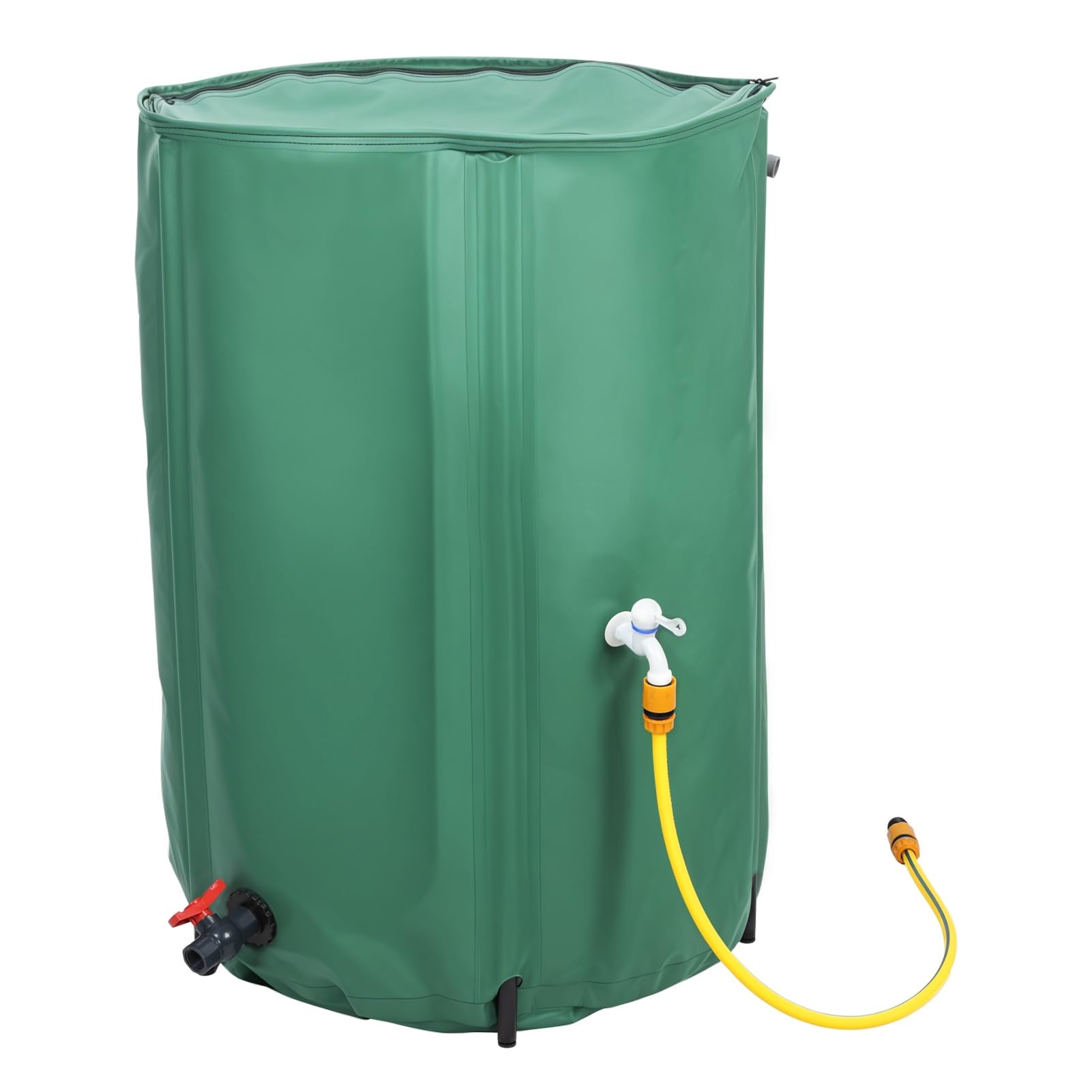 100 Gallon Collapsible Rain Barrel, Foldable Water Storage Tank with Leak-Proof, Dual Spigots, Mesh Top, Water Catcher Container for Gardens Lawns, Rain Barrel Water Collection System 100 Gallon