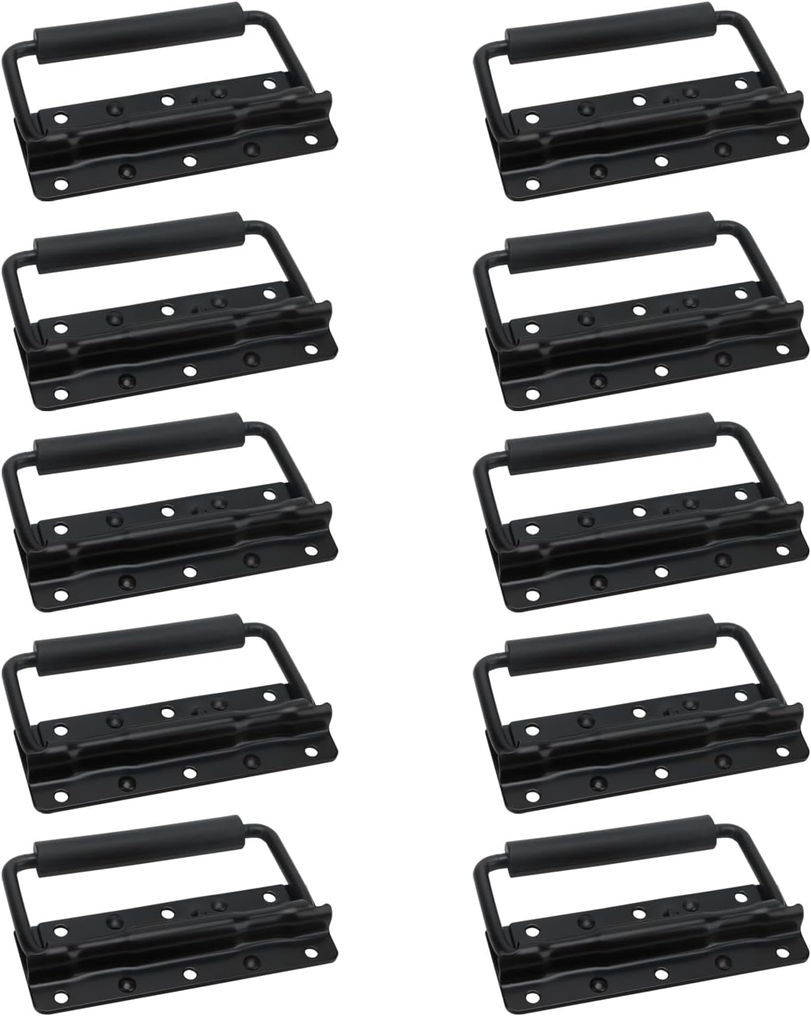 SOUJAP 10 Pack Black Spring Loaded Case Handle, 124 x 80mm Folding Pull