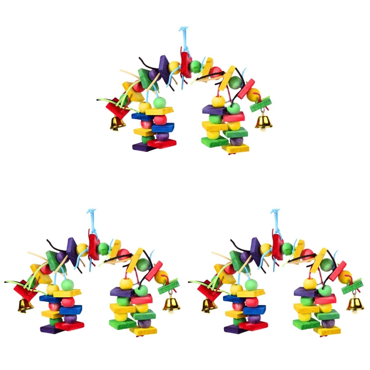 POPETPOP 3pièces Jouet à Mordre Bois pour Oiseaux Jouet Coloré pour Perroquets Et Oiseaux à Mâcher Accessoire De Jeu pour Animaux De Compagnie