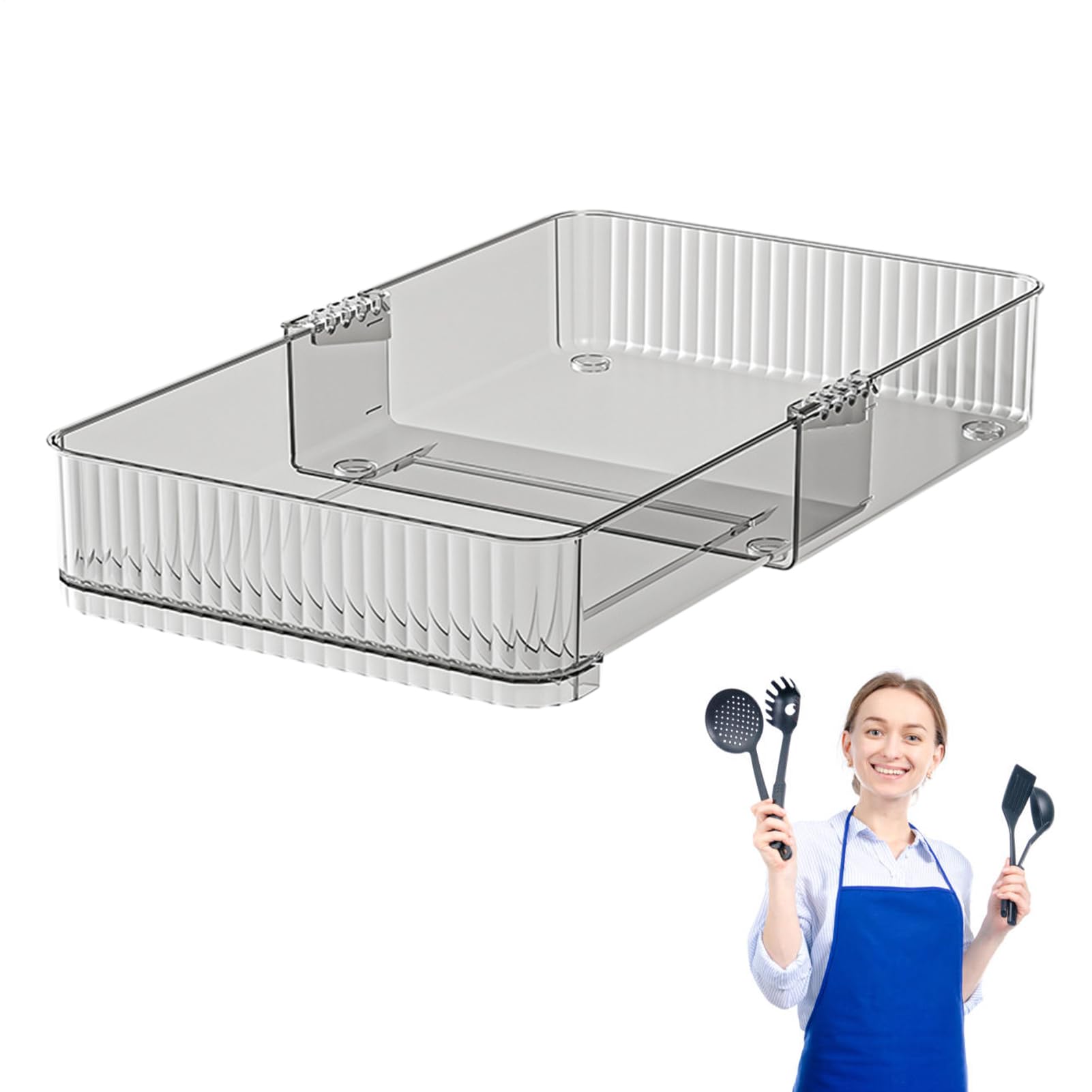 Organiseur de tiroir extensible et transparent en plastique robuste pour maquillage et bureau