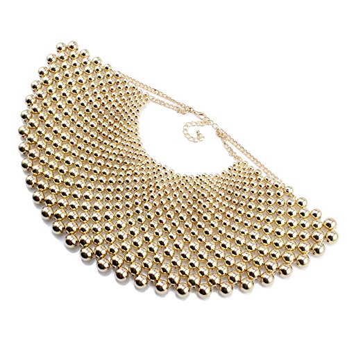 Florate Big Chunky Ball Beaded Maxi Choker Collar Pendant Necklace For Women Handmade Chain Metal Statement (Gold) #TOP2