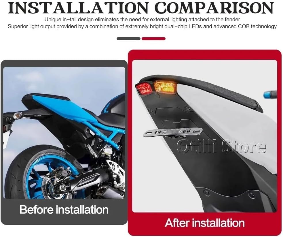 Motorcycle License Plate Holder with Light Fit for Suzuki GSX 8S gsx8s GSX 8R gsx8r(2023-2025) Integrated LED Turn Signal Brake Light Tail Tidy Fender Eliminator Kit Tailstock Rear Frame Bracket
