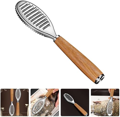 Miniatura 3 de Cepillo de acero inoxidable para escamador de pescado, removedor de escamas de dientes de sierra, herramienta de eliminación de escamas para cocina,