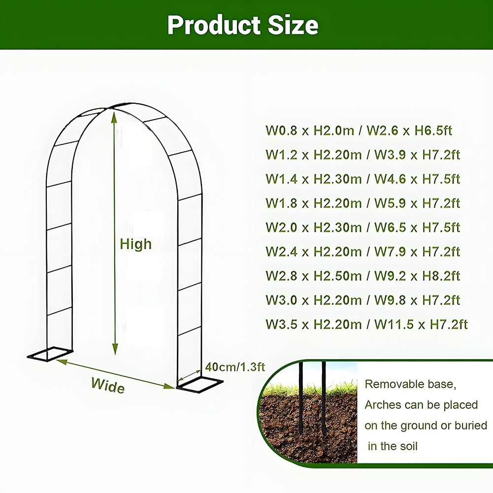 Arco da giardino decorativo in acciaio inox per rose e piante rampicanti in metallo, supporto per piante rampicanti, dimensioni 80 x 280 cm, elegante pergolato da esterno per rose e rampicanti, bianco