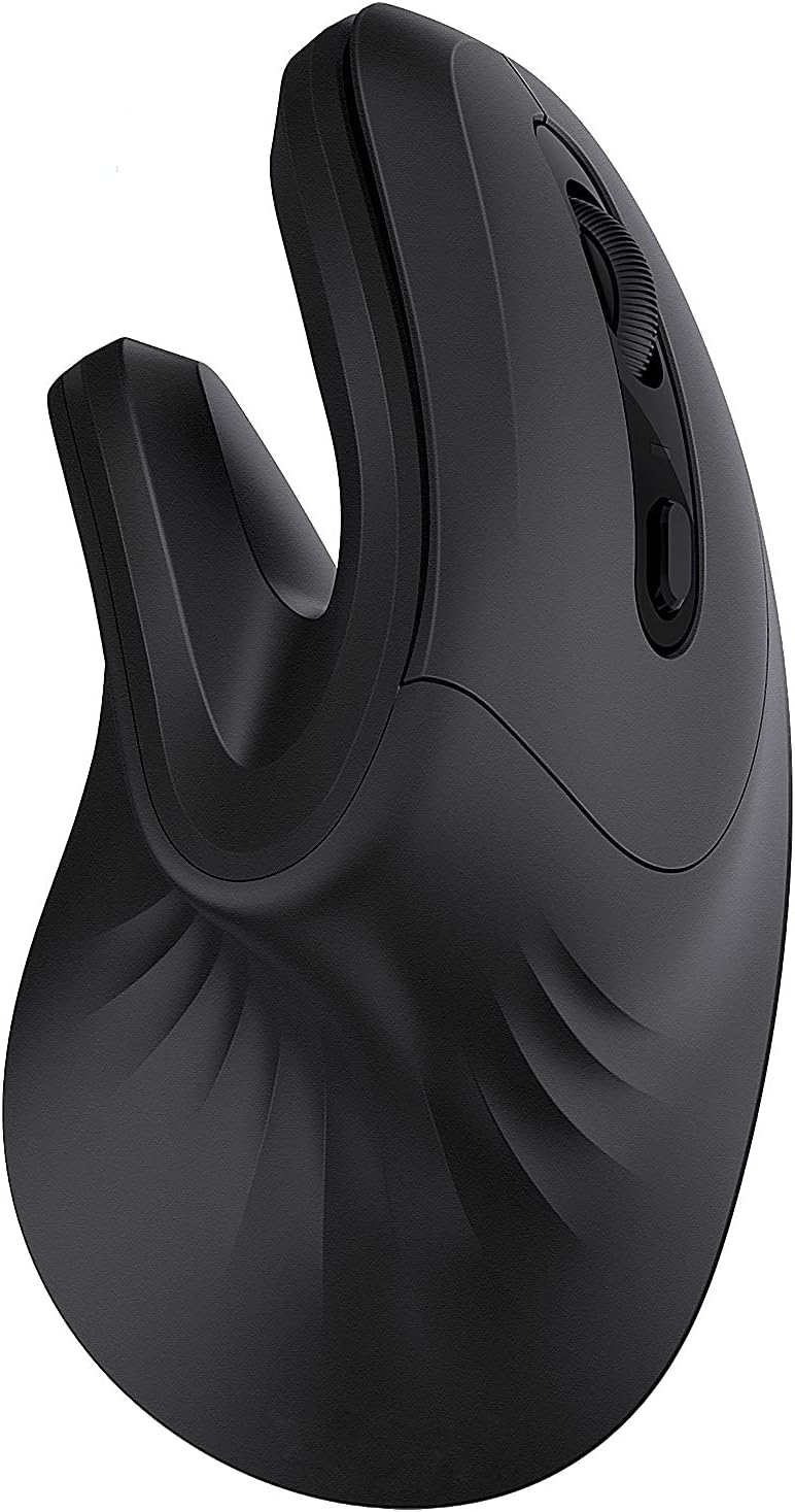 Bluetooth Ergonomic Mouse, Wireless Bluetooth Vertical Mouse 2.4G Optical Vertical Mice, Wireless Ergo Mouse Switch Between 2 Devices with Bluetooth & USB for Windows Mac Android - Black