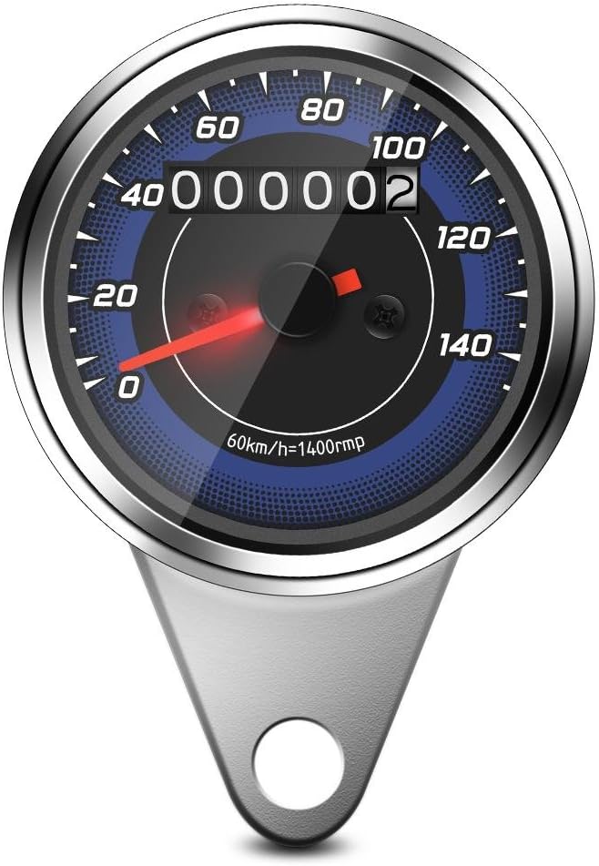 Motorcycle Speedometer, Digital LCD Display Odometer Gauge KM/H Meter Fits DC 12V Motorcycles